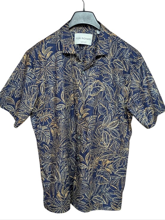 Tori Richard Other - Tori Richard Dotanicals Cotton Lawn Shirt Navy and Yellow Size Large
